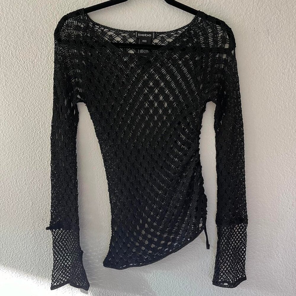 bebe fishnet top